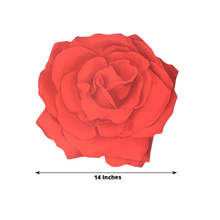 Red rose flower illustration measuring 14 inches across