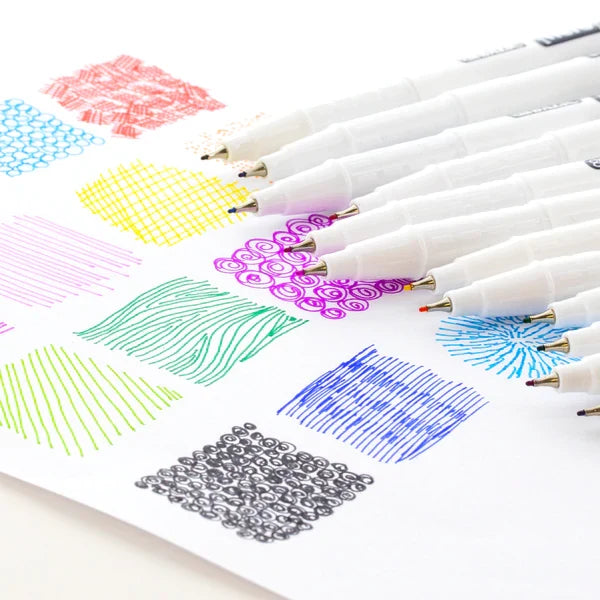 12 Color Fiero Fiber Tip Fineliner Pen Sold in 12 Units