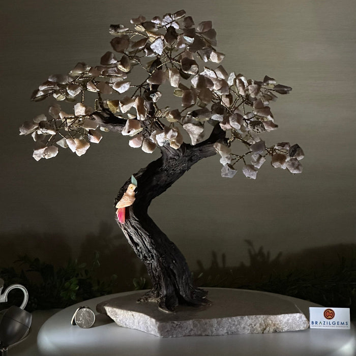 14" Tall Handmade Pink Amethyst Gemstone Tree, Pink Amethyst Base with a Crystal Bird #6404PKPK - 001 - Brazil GemsBrazil Gems14" Tall Handmade Pink Amethyst Gemstone Tree, Pink Amethyst Base with a Crystal Bird #6404PKPK - 001Gemstone Trees6404PKPK - 001