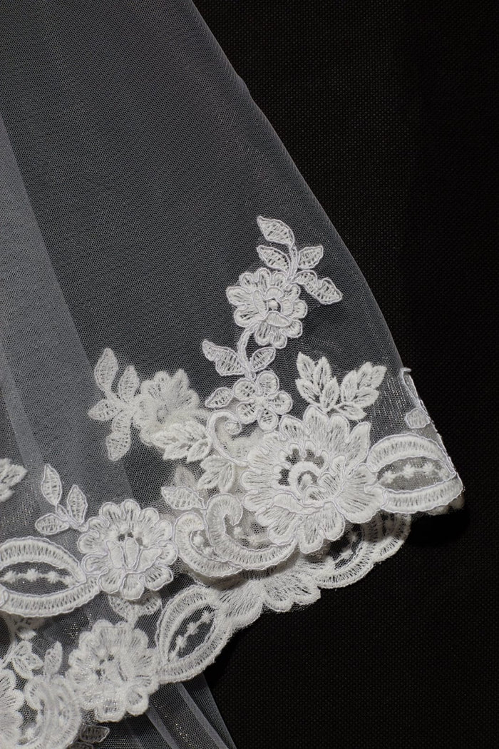 2 Layers Elbow Length Lace Wedding Veil