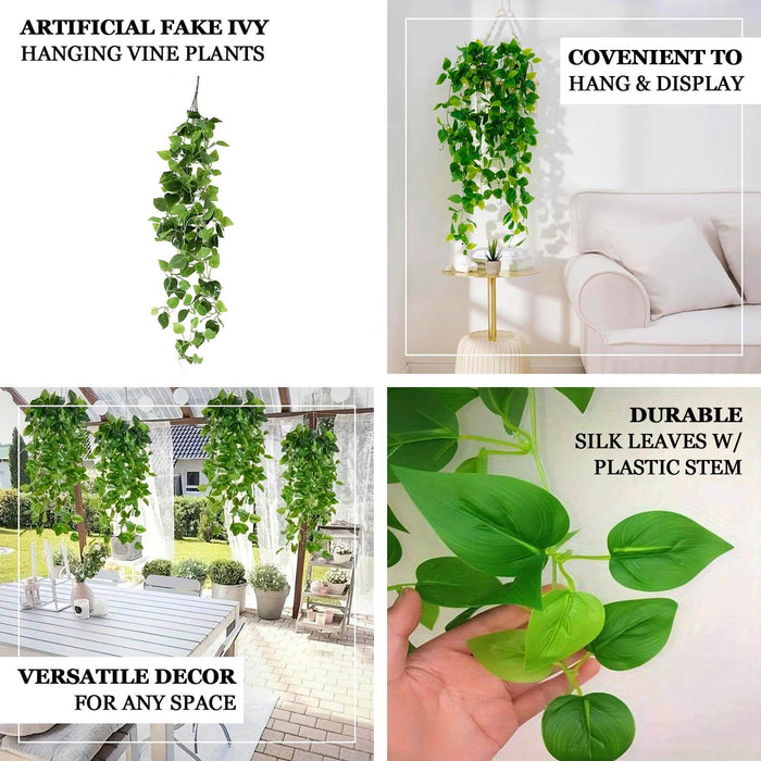 Artificial fake ivy hanging vine plants for versatile decor and easy display.