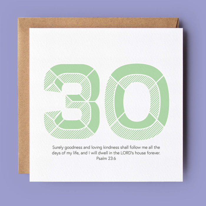 30th Birthday or Anniversary Milestone Bible Verse Christian Card