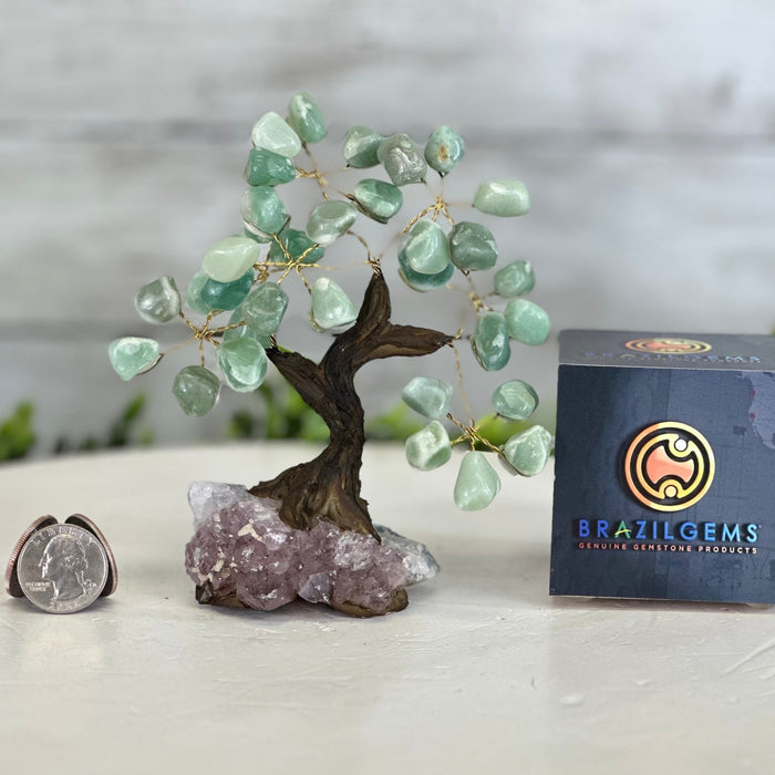 Green Quartz 5" Tall Handmade Gemstone Tree on a Crystal base, 35 Gems #5401GRNQ - Brazil GemsBrazil GemsGreen Quartz 5" Tall Handmade Gemstone Tree on a Crystal base, 35 Gems #5401GRNQGemstone Trees5401GRNQ