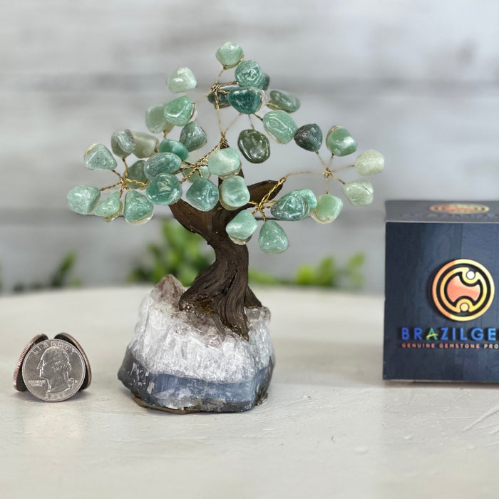 Green Quartz 5" Tall Handmade Gemstone Tree on a Crystal base, 35 Gems #5401GRNQ - Brazil GemsBrazil GemsGreen Quartz 5" Tall Handmade Gemstone Tree on a Crystal base, 35 Gems #5401GRNQGemstone Trees5401GRNQ