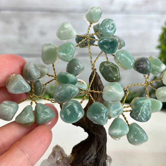 Green Quartz 5" Tall Handmade Gemstone Tree on a Crystal base, 35 Gems #5401GRNQ - Brazil GemsBrazil GemsGreen Quartz 5" Tall Handmade Gemstone Tree on a Crystal base, 35 Gems #5401GRNQGemstone Trees5401GRNQ