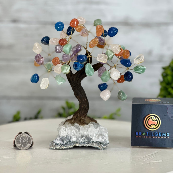 Mixed Gems 7" Tall Handmade Gemstone Tree on a Crystal base, 60 Gems #5402MIXD - Brazil GemsBrazil GemsMixed Gems 7" Tall Handmade Gemstone Tree on a Crystal base, 60 Gems #5402MIXDGemstone Trees5402MIXD