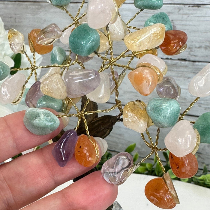 Mixed Gems 7" Tall Handmade Gemstone Tree on a Crystal base, 60 Gems #5402MIXD - Brazil GemsBrazil GemsMixed Gems 7" Tall Handmade Gemstone Tree on a Crystal base, 60 Gems #5402MIXDGemstone Trees5402MIXD