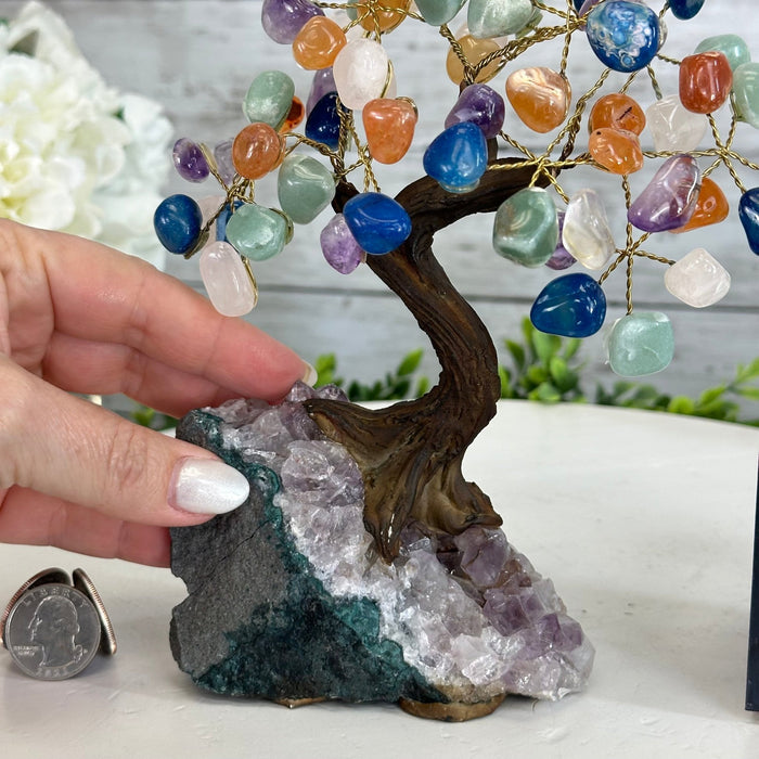 Mixed Gems 7" Tall Handmade Gemstone Tree on a Crystal base, 60 Gems #5402MIXD - Brazil GemsBrazil GemsMixed Gems 7" Tall Handmade Gemstone Tree on a Crystal base, 60 Gems #5402MIXDGemstone Trees5402MIXD