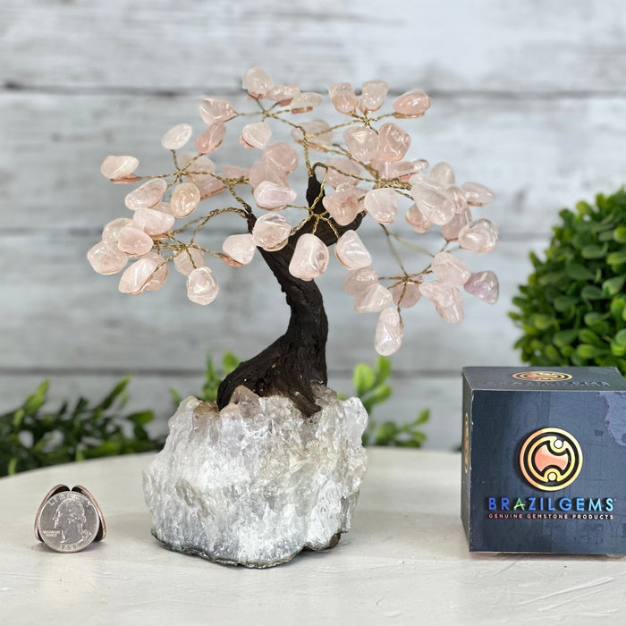 Rose Quartz 7" Tall Handmade Gemstone Tree on a Crystal base, 60 Gems #5402ROSQ - Brazil GemsBrazil GemsRose Quartz 7" Tall Handmade Gemstone Tree on a Crystal base, 60 Gems #5402ROSQGemstone Trees5402ROSQ