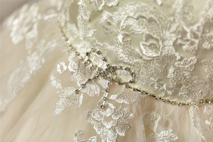 $15 SALE: Champagne Satin Tulle Flower Girl Dress with