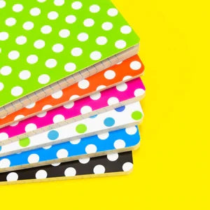 80 Ct. 5" x 7" Polka Dot Poly Cover Personal Composition Book Sold in 48 Units