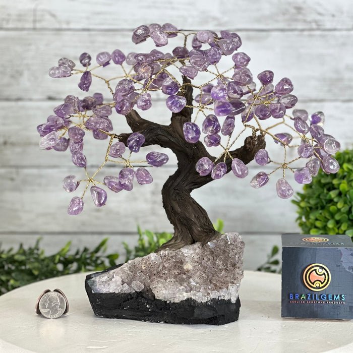 Amethyst 9" Tall Handmade Gemstone Tree on a Crystal base, 120 Gems #5403AMTH - Brazil GemsBrazil GemsAmethyst 9" Tall Handmade Gemstone Tree on a Crystal base, 120 Gems #5403AMTHGemstone Trees5403AMTH