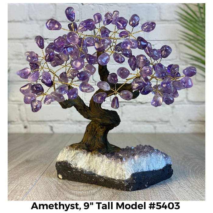 Amethyst 9" Tall Handmade Gemstone Tree on a Crystal base, 120 Gems #5403AMTH - Brazil GemsBrazil GemsAmethyst 9" Tall Handmade Gemstone Tree on a Crystal base, 120 Gems #5403AMTHGemstone Trees5403AMTH