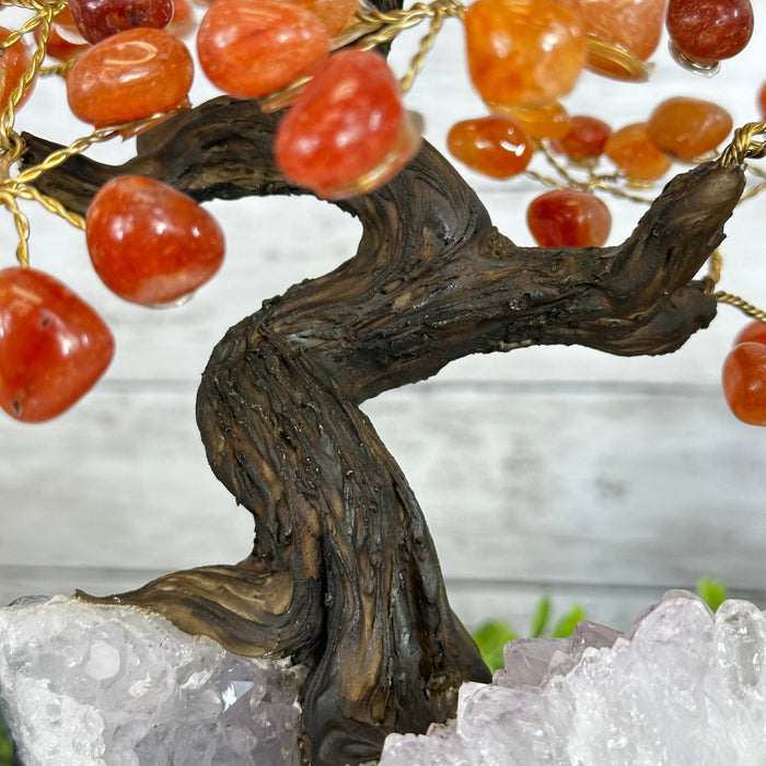 Carnelian 9" Tall Handmade Gemstone Tree on a Crystal base, 120 Gems #5403CARN - Brazil GemsBrazil GemsCarnelian 9" Tall Handmade Gemstone Tree on a Crystal base, 120 Gems #5403CARNGemstone Trees5403CARN