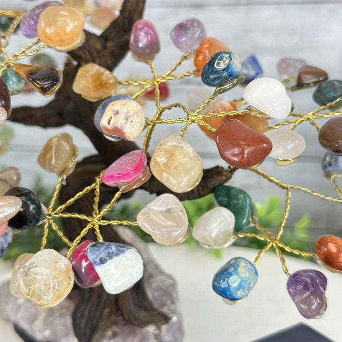 Mixed Gems 9" Tall Handmade Gemstone Tree on a Crystal base, 120 Gems #5403MIXD - Brazil GemsBrazil GemsMixed Gems 9" Tall Handmade Gemstone Tree on a Crystal base, 120 Gems #5403MIXDGemstone Trees5403MIXD