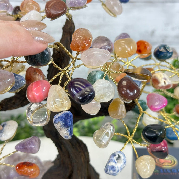 Mixed Gems 9" Tall Handmade Gemstone Tree on a Crystal base, 120 Gems #5403MIXD - Brazil GemsBrazil GemsMixed Gems 9" Tall Handmade Gemstone Tree on a Crystal base, 120 Gems #5403MIXDGemstone Trees5403MIXD