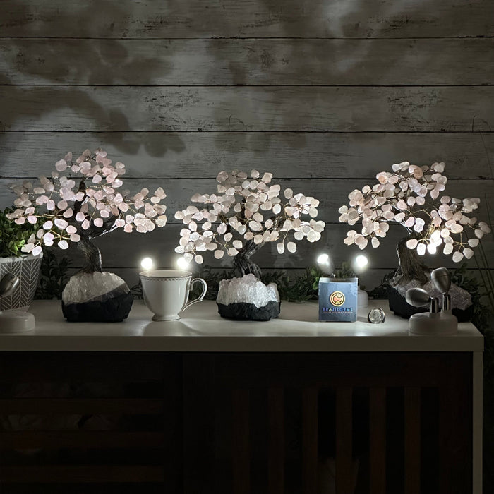 Rose Quartz 9" Tall Handmade Gemstone Tree on a Crystal base, 120 Gems #5403ROSQ - Brazil GemsBrazil GemsRose Quartz 9" Tall Handmade Gemstone Tree on a Crystal base, 120 Gems #5403ROSQGemstone Trees5403ROSQ