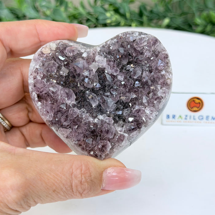 Amethyst Geode Heart, Acrylic Stand, 0.5 lbs & 2.5” Tall #5463-0468