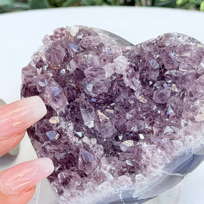 Amethyst Geode Heart, Acrylic Stand, 0.5 lbs & 2.5” Tall #5463-0468