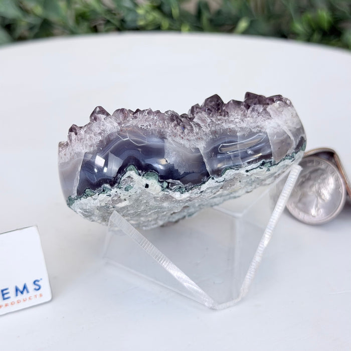 Amethyst Geode Heart, Acrylic Stand, 0.5 lbs & 2.5” Tall #5463-0468