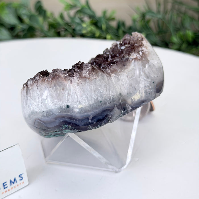 Amethyst Geode Heart, Acrylic Stand, 0.8 lbs & 2.8” Tall #5463-0483