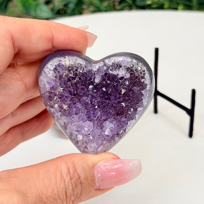 Amethyst Geode Heart, Metal Stand, 0.2 lbs & 2.3” Tall #5463-0452