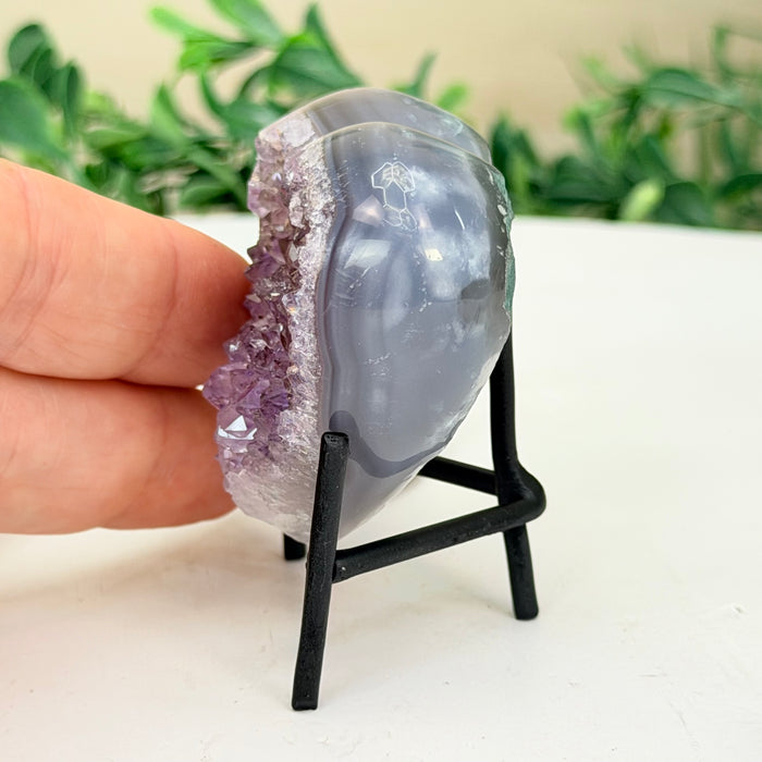 Amethyst Geode Heart, Metal Stand, 0.2 lbs & 2.3” Tall #5463-0452