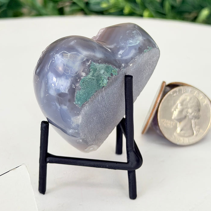 Amethyst Geode Heart, Metal Stand, 0.2 lbs & 2.3” Tall #5463-0452