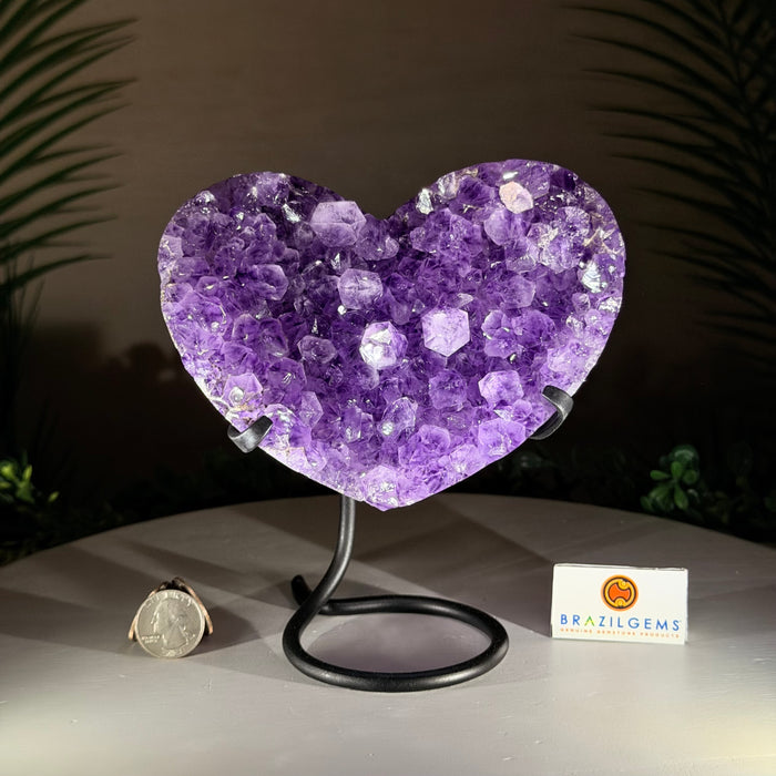Amethyst Geode Heart, Metal Stand, 2.6 lbs & 6.9” Tall #5463-0399
