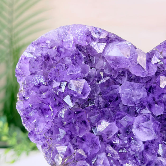 Amethyst Geode Heart, Metal Stand, 2.6 lbs & 6.9” Tall #5463-0399