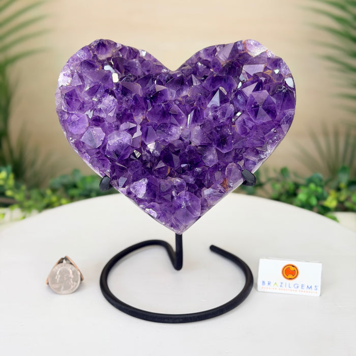Amethyst Geode Heart, Metal Stand, 4 lbs & 7.5” Tall #5463-0416