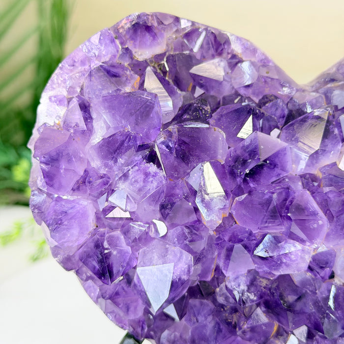 Amethyst Geode Heart, Metal Stand, 4 lbs & 7.5” Tall #5463-0416