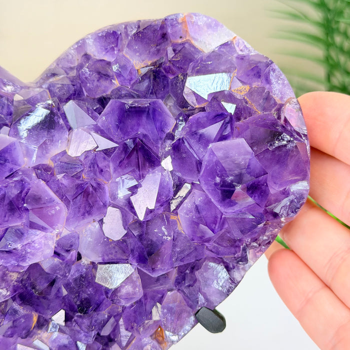 Amethyst Geode Heart, Metal Stand, 4 lbs & 7.5” Tall #5463-0416