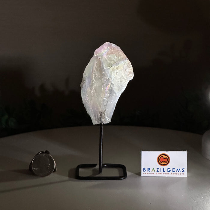 Angel Aura Quartz Point on a Metal Stand, 5.5" Tall #3122AA-028