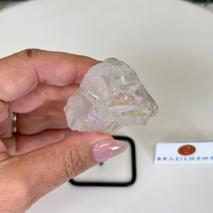 Angel Aura Quartz Point on a Metal Stand, 5.5" Tall #3122AA-028