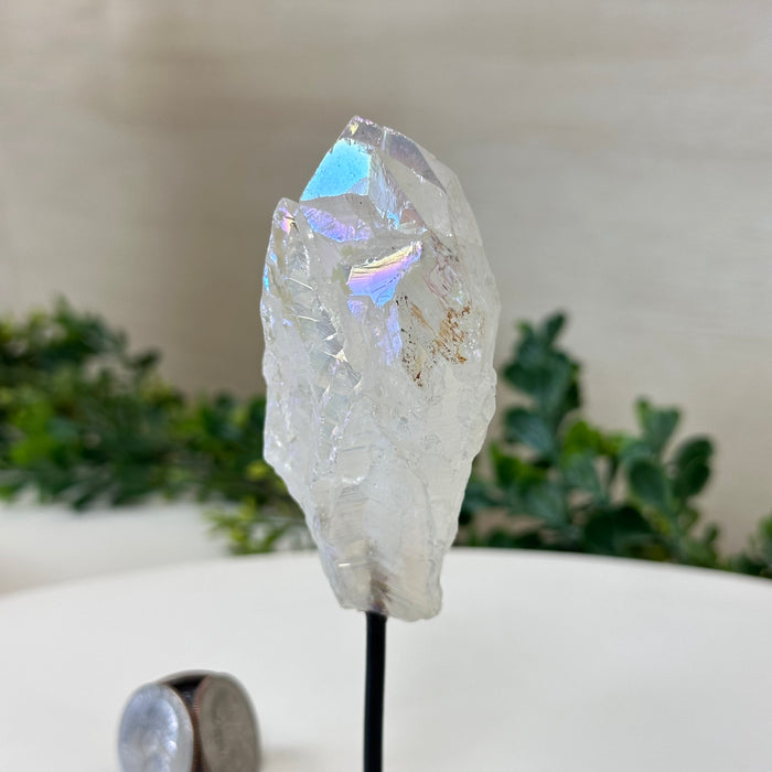 Angel Aura Quartz Point on a Metal Stand, 5.5" Tall #3122AA-028