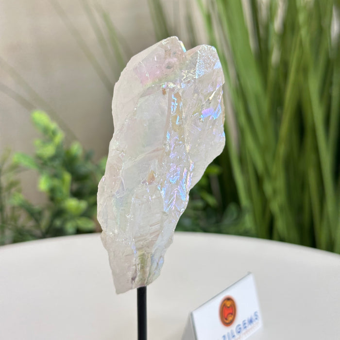 Angel Aura Quartz Point on a Metal Stand, 5.5" Tall #3122AA-028
