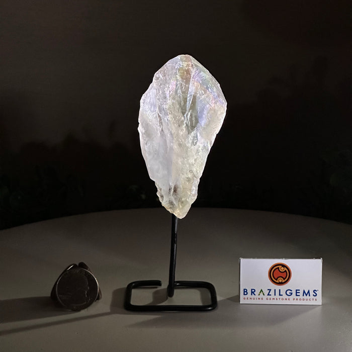 Angel Aura Quartz Point on a Metal Stand, 5.8" Tall #3122AA-038
