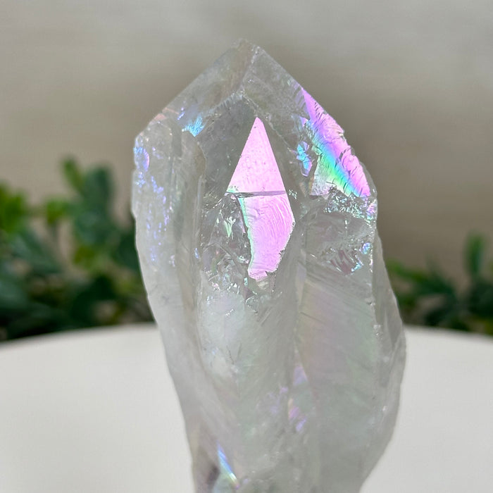 Angel Aura Quartz Point on a Metal Stand, 5.8" Tall #3122AA-038