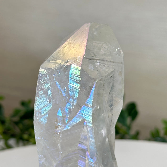 Angel Aura Quartz Point on a Metal Stand, 6.9" Tall #3122AA-039