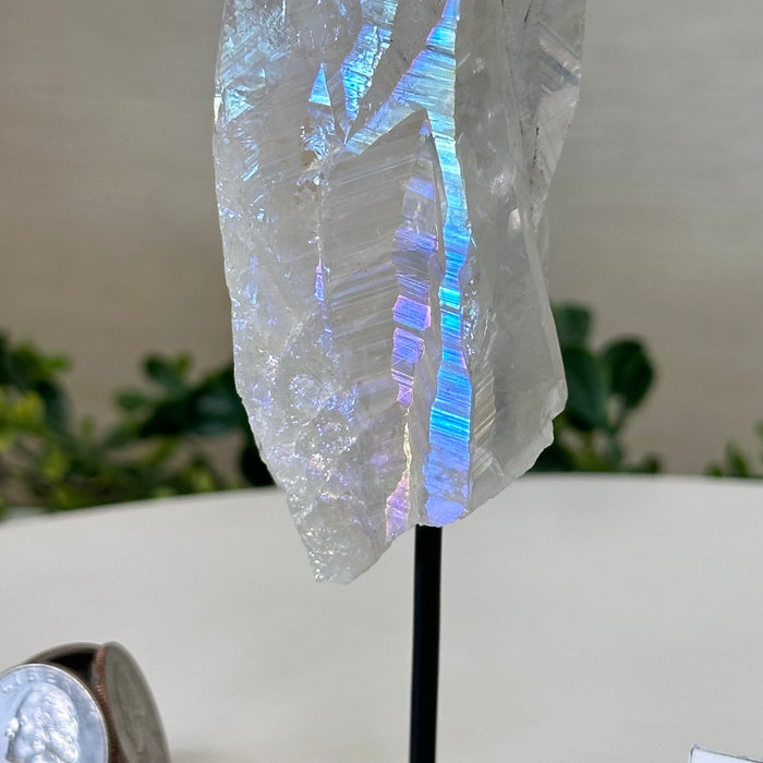 Angel Aura Quartz Point on a Metal Stand, 6.9" Tall #3122AA-039