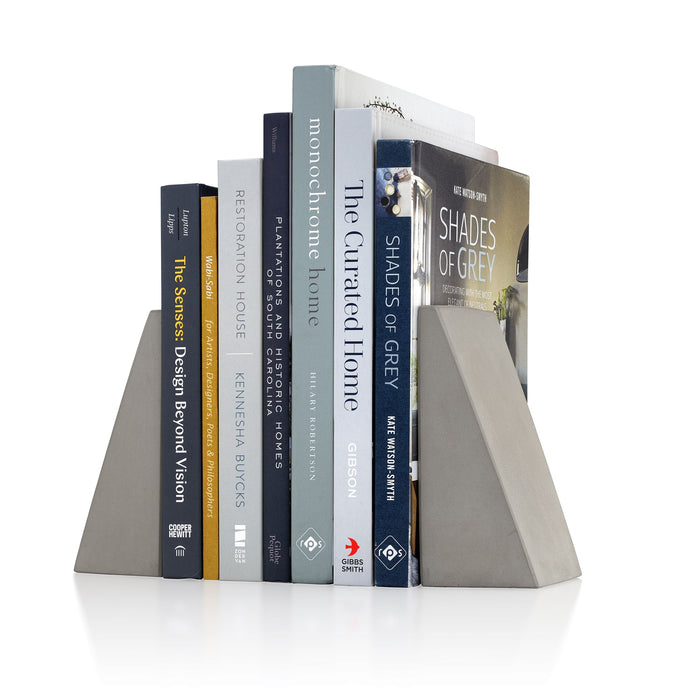 Angular Gray Bookends, Set of 2
