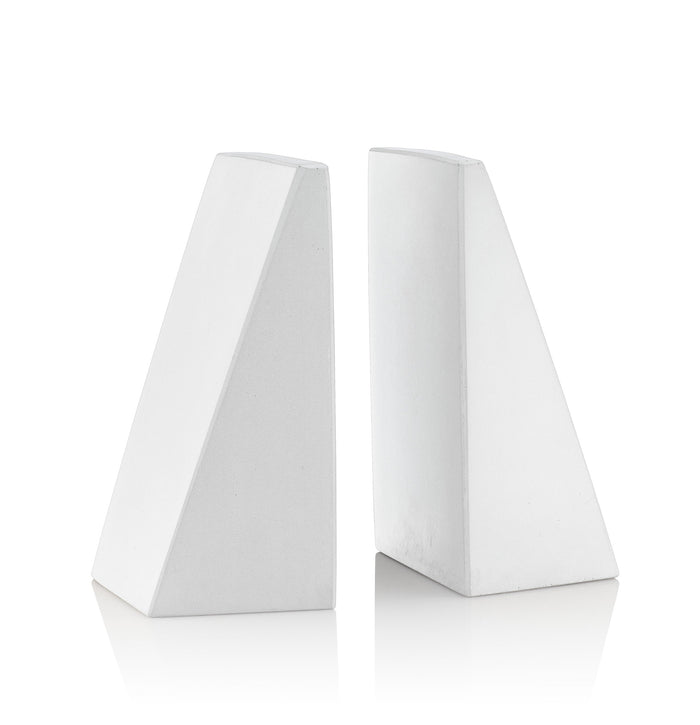 Angular White Bookends, Set of 2