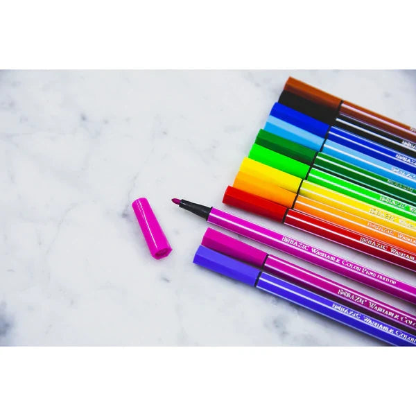 BAZIC 12 Color Washable Fiber Tip Pen Sold in 12 Units