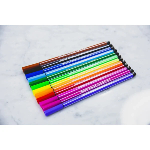 BAZIC 12 Color Washable Fiber Tip Pen Sold in 12 Units