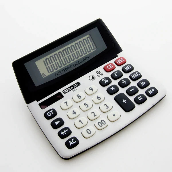 BAZIC 12-Digit Dual Power Desktop Calculator w/ Adjustable Display Sold in 12 Units