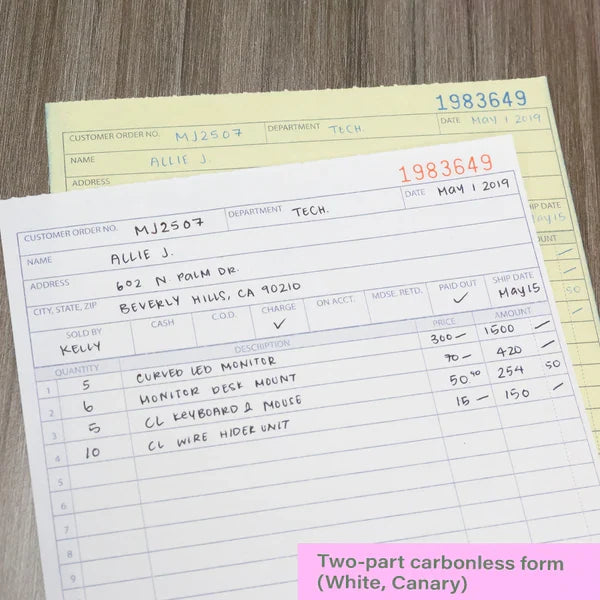 BAZIC 50 Sets 5 9/16" x 8 7/16" 2-Part Carbonless Sales Order Book Sold in 24 Units