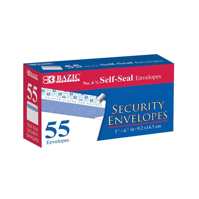BAZIC #6 3/4 Self-Seal Security Envelope (55/Pack) Sold in 24 Units
