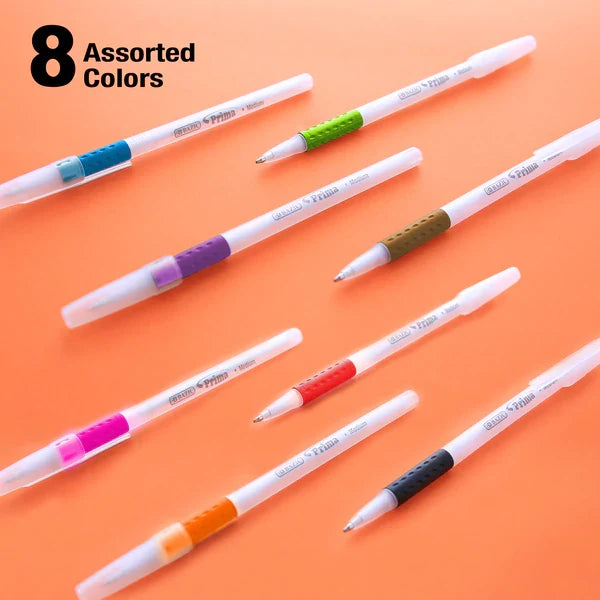 BAZIC 8 Color Prima Stick Pen w/ Cushion Grip Sold in 24 Units