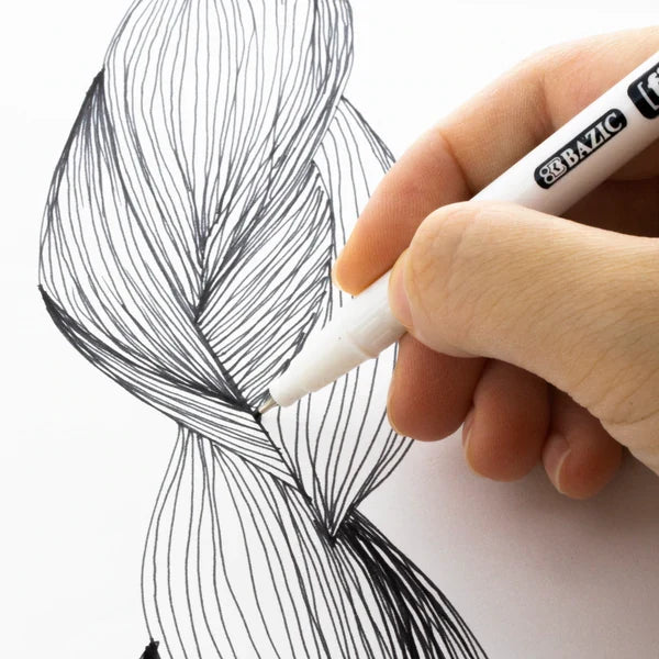 BAZIC Fiero Blue Fiber Tip Fineliner Pen (4/Pack) Sold in 24 Units